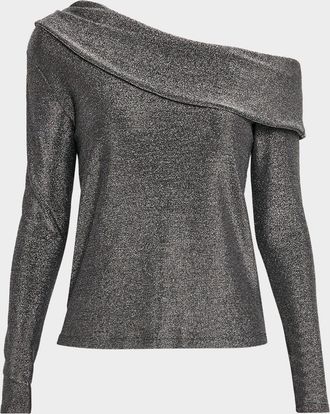 Ramy Brook Carrie Sparkle Knit Off-the-Shoulder Top