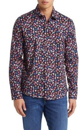 Stone Rose Moth Print Button-Up Shirt in Navy at Nordstrom Rack, Size Small