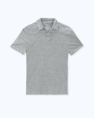 Alex Crane Mens Knit Short Sleeve Polo In Lines