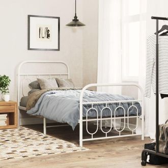 vidaXL Giroletto con Testiera e Pediera Metallo Bianco 90x200 cm - Vidaxl