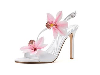 Jessica Simpson Jylia 3D Floral High Heel Sandals Womens Sandals Bright White : 6.5 M, Synthetic