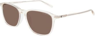 Montblanc Montblanc Sunglasses Square Full Rim, Transparent Yellow Frame And Brown Lens Mb0082Sa004