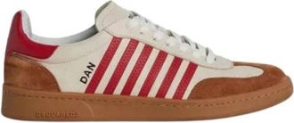Dsquared2 Gestreept Athletic Boxer Sneakers - Heren - Sneakers - Rood - 40 EU - Leer - Schoenen
