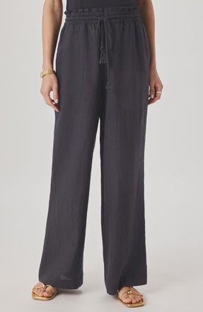 Splendid Stella Paperbag Linen Wide Leg Pants in Lead Grey at Nordstrom, Size X-Small
