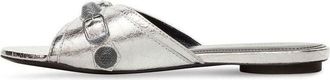 Balenciaga (WMNS) Balenciaga Cagole Metallic Slides Silver Black 694342WBDK38018