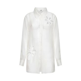 Fendi Overhemden, Dames, Wit, S, Organza, Silk Organza Shirt