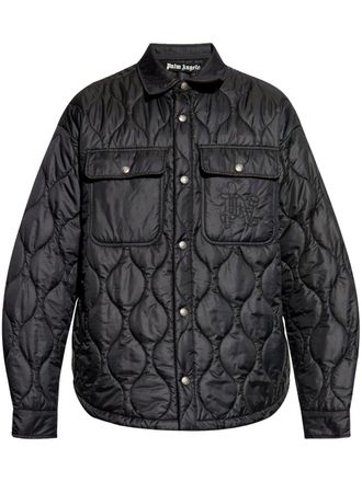 Palm Angels embroidered-logo quilted jacket - Black
