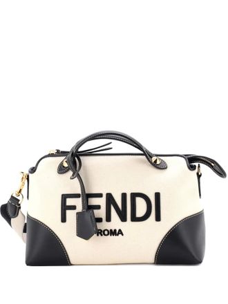 Fendi Logo By The Way Canvas and Leather Medium satchel - Beige