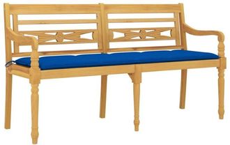 vidaXL Vidaxl - Banco Batavia Con Coj&iacute;n Azul Madera Maciza De Teca 150 Cm