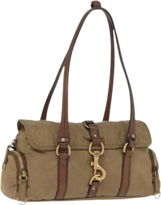 Miu Miu Pre-owned Nylon Shoulder Bag - Dames - Vintage Schoudertas - Beige - ONE Size - Nylon - Vintage