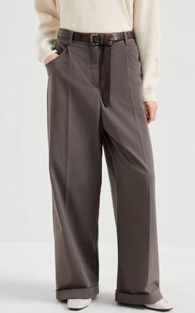 Brunello Cucinelli Wide track trousers in Brown at Nordstrom, Size 3X-Large Eu