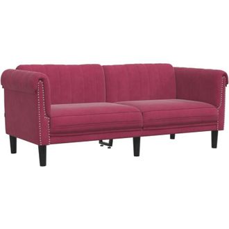 vidaXL Sof&aacute; De 2 Plazas Terciopelo Rojo Tinto Vidaxl