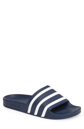 adidas Adilette Stripe Sport Slide in Adiblu/whi at Nordstrom, Size 14
