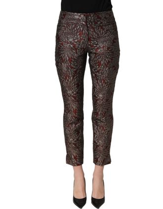 Dolce & Gabbana Floral Jacquard Trousers - Burgundy