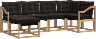 vidaXL Conjunto De Sof&aacute;s De Exterior 6 Uds. Blanco Y Negro Vidaxl