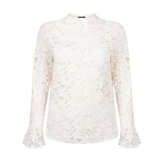 Tramontana Fluwelen Stretch Kant Top - Dames - Blouses & Shirts - Wit - Maat: 2XL