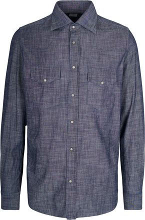 Eleventy Textured Cotton Shirt with Pearl-like Buttons