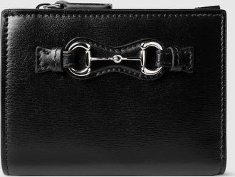 Gucci Small Wallet With Horsebit, Black, Leather