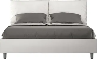 ITYhome Cama con somier 160x200 cuero sintético blanco