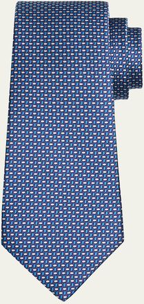 Kiton Mens Silk Woven Ovals Seven-Fold Tie
