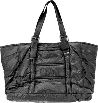 Bottega Veneta Intrecciato Black Nylon Leather Handbag Tote Bag (Pre-Owned)