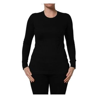 Dolce & Gabbana Round-neck Knitwear, female, Black, Size: M Crew Neck Pullover