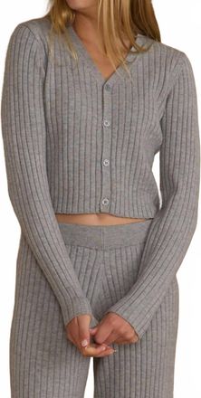 Rylee + Cru Tween Long Sleeve Knit Button Top In Dusty Blue