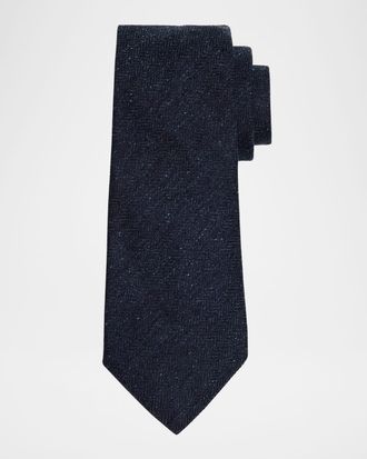 Dunhill Men & apos;s Mulberry Silk and Cotton Herringbone Tie
