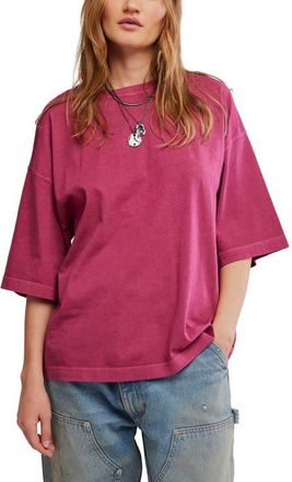 Free People We The Free Perfect Oversize Cotton T-Shirt in Glass Roses at Nordstrom, Size X-Large