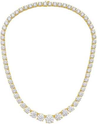 Diana M. Jewels 14kt Yellow Gold 10cts lab grown Round diamond 4 Prong Graduated tennis necklace