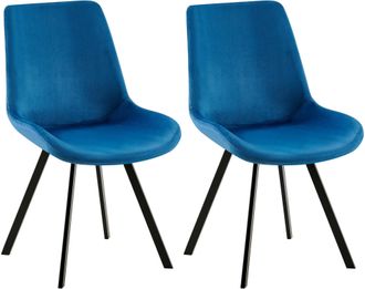 Clp Clp - Lote De 2 Sillas De Comedor Lewes Terciopelo Azul Oscuro