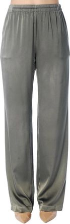 Caliban Pantalone in raso di seta con elastico in vita - Dames - Wijde Broeken - Groen - XS - Satijn - Broeken
