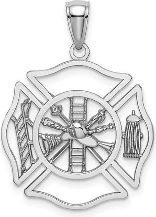 Diamond2Deal 14K White Gold Fireman Shield Charm