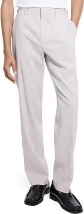 Theory Stretch Linen Blend Pants in Silver Cloud at Nordstrom, Size 30