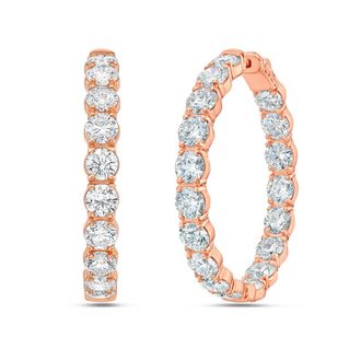 Diana M. Jewels 18kt rose gold lab grown round diamond hoop earrings weighing 11.12 cts tw (oval shape)