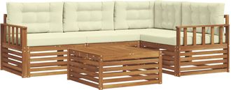 vidaXL Conjunto De Sof&aacute;s De Exterior 5 Uds. Natural Y Crema Vidaxl