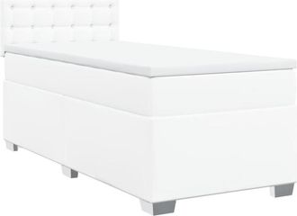 vidaXL Vidaxl - Cama Box Spring Con Colch&oacute;n Cuero Sint&eacute;tico Blanco 80x200 Cm