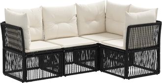 vidaXL Conjunto De Sof&aacute;s De Jard&iacute;n 4 Uds. Negro Rat&aacute;n Sint&eacute;tico Vidaxl