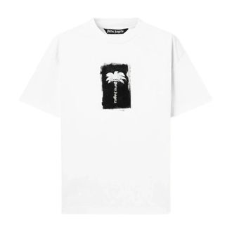 Palm Angels T-shirt Girocollo con Palma Spazzolata - - Tops - Uomo - Bianco - S