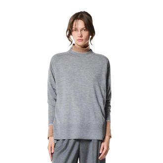 Nenette Rondgebreide trui - Dames - Ronde hals truien - Grijs - XS - Wol - Truien & Vesten