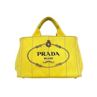 Prada Pre-owned Tote Bags, female, Yellow, Size: ONE SIZE Pre-owned Canapa Canvas 2way Bag