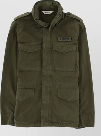 Aspesi short field jacket high collar epaulettes pockets