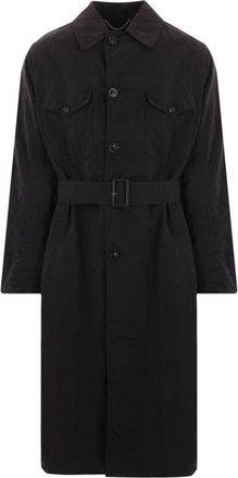 Maison Margiela canvas belted trench coat - men - Polyamide - 50 - Black