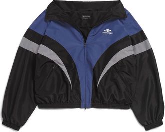 Balenciaga 3B Sports Icon Off Shoulder Tracksuit Jacket Black Blue 790756TMO101000