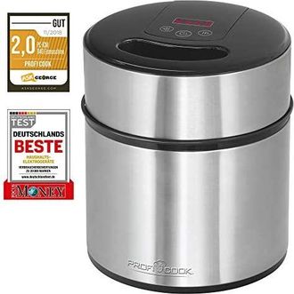 Profi Cook Proficook - 501140 M&aacute;quina Para Helados 1,8 L 12 W Negro, Acero Inoxidable