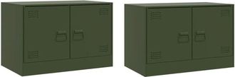 vidaXL Muebles para tv 2 unidades acero verde oliva 67x39x44 cm Vidaxl