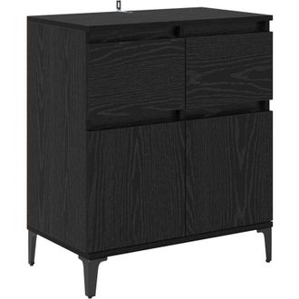 vidaXL Vitrina con cajón Roble Negro 60 x 35 x 70 cm vidaXL