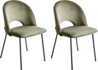 Beliani Conjunto de 2 sillas de comedor patas negras retro glamour de terciopelo verde Covelo