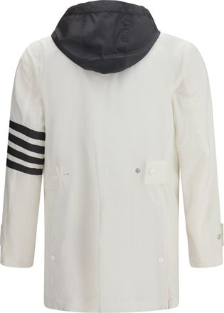 Thom Browne Unconstructed Hooded Bal Collar Overshirt - White