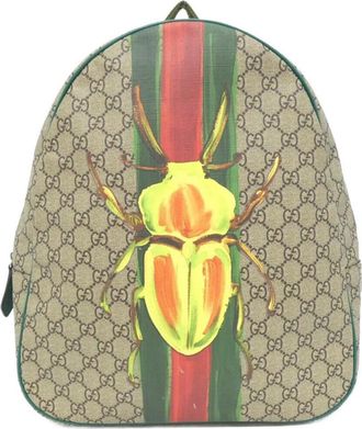 Gucci Beige Green Multi-Color Gg Supreme Backpack (Pre-Owned)